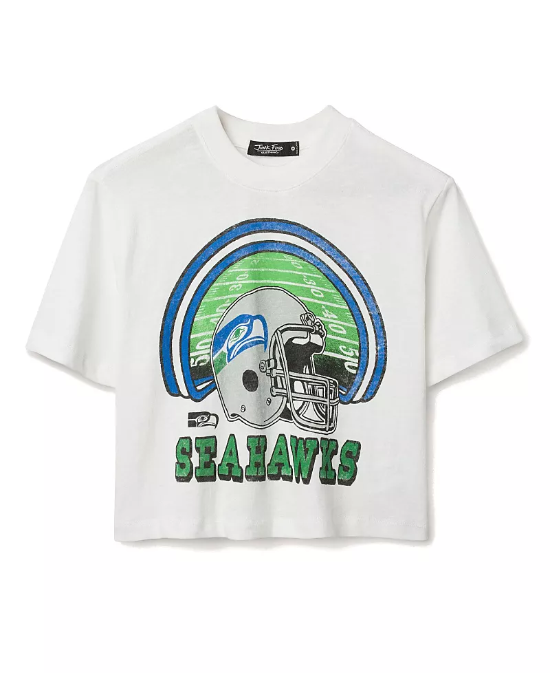 Junk Food Clothing Women's Nfl Seattle Seahawks Game Time Mock Neck Crop Tee