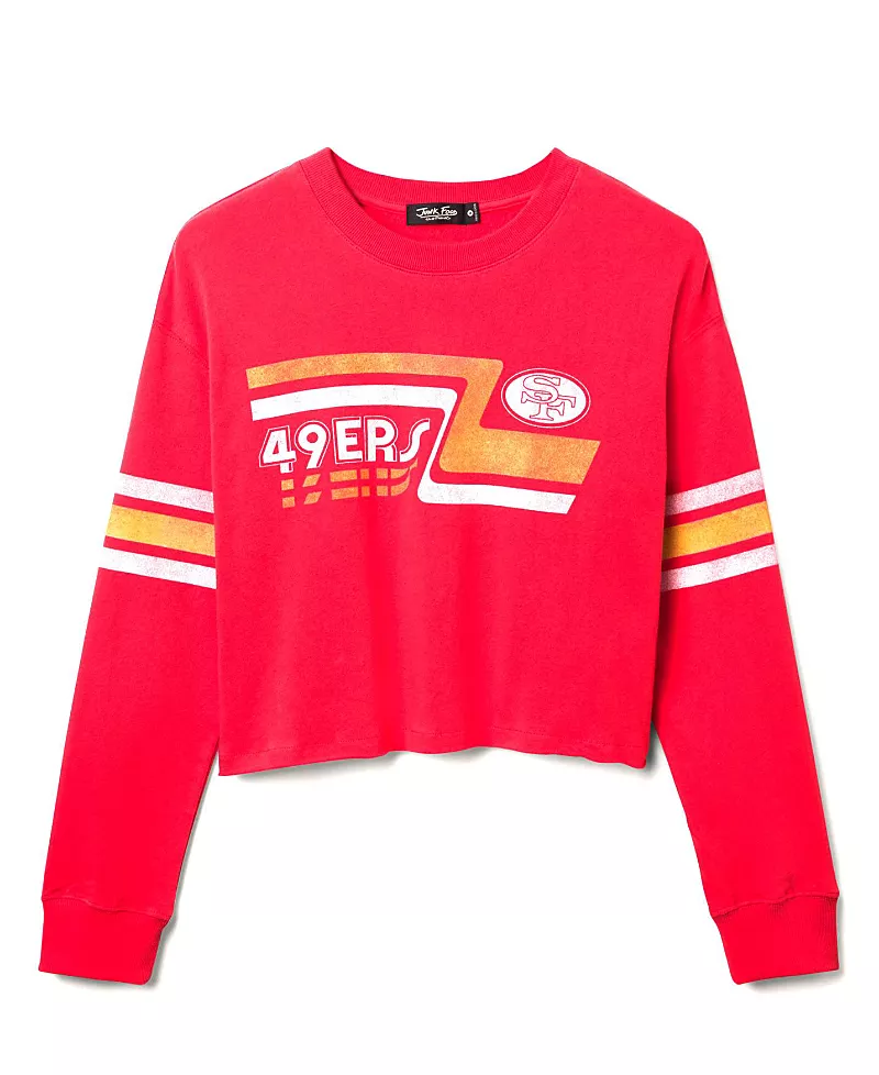 Junk Food Clothing Women's Nfl San Francisco 49ers Retro Crop Fleece Sweatshirt