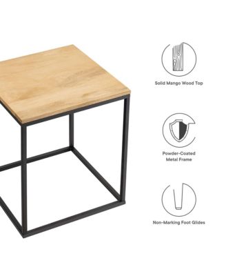 Zora Square Wood and Metal Side Table