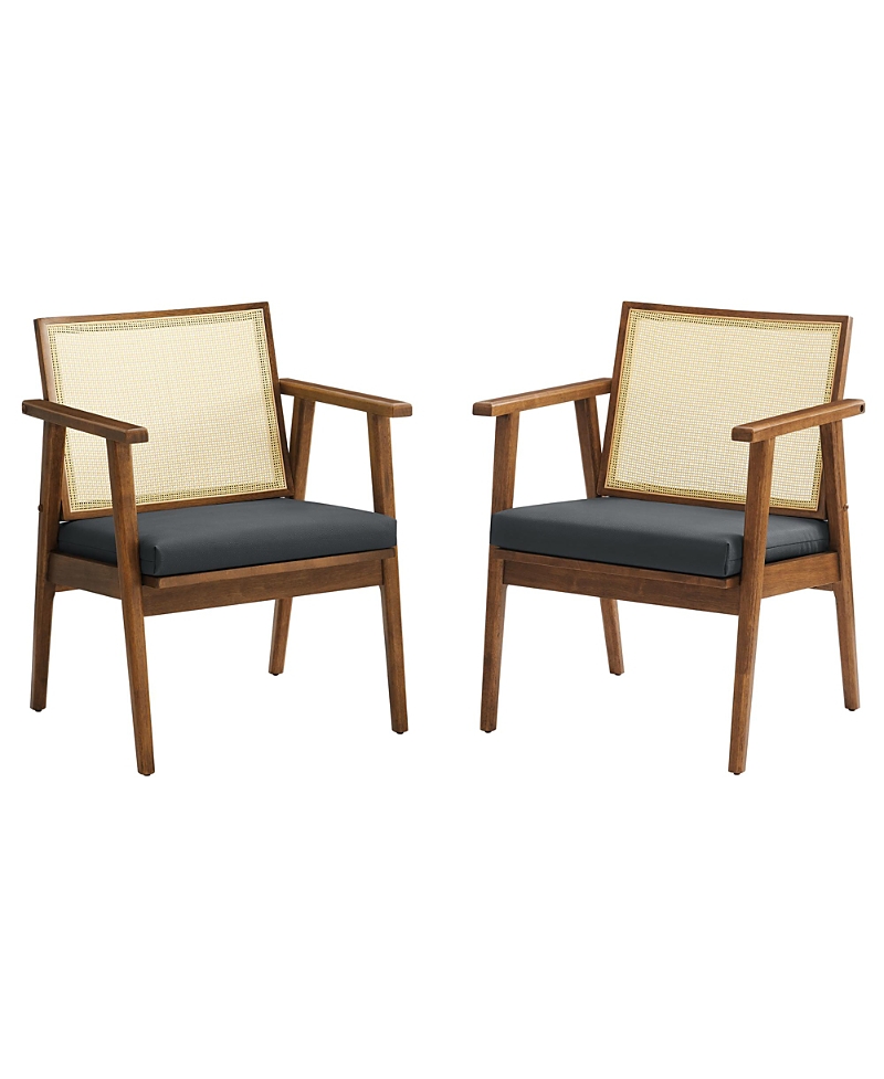 Modway Thera Faux Leather and Cane Accent Armchairs, Set of 2