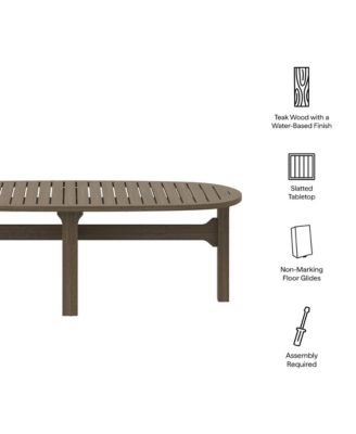 Saratoga Oval Outdoor Patio Teak Wood Coffee Table