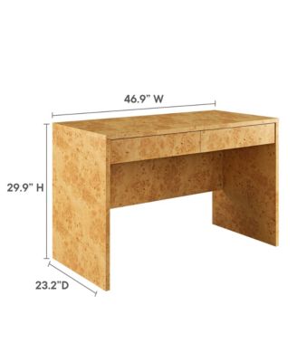 Hudson 2-Drawer Burl Wood Desk