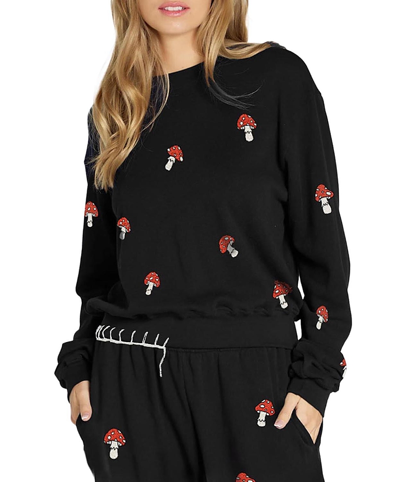 Lauren Moshi Spalding Mini Mushrooms Pullover In Black