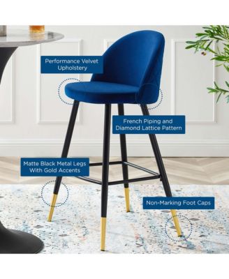 Cordial Performance Velvet Bar Stools, Set of 2