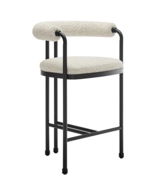 Turin Curved Back Boucle and Metal Counter Stool