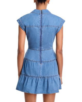 Mila Deep V Twist Front Denim Mini Dress