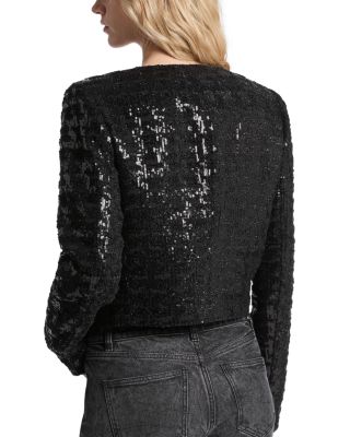 Cropped Sequin Tweed Jacket