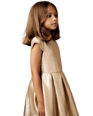 Girls' REISS Girls' Nia Metallic Pleated Cap Sleeve Dress - Big Kid