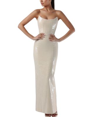 Strapless Sequin Corset Maxi Dress