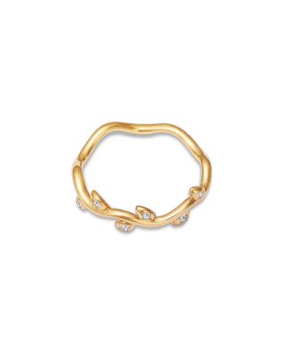 14K Yellow Gold White Topaz Vine Ring