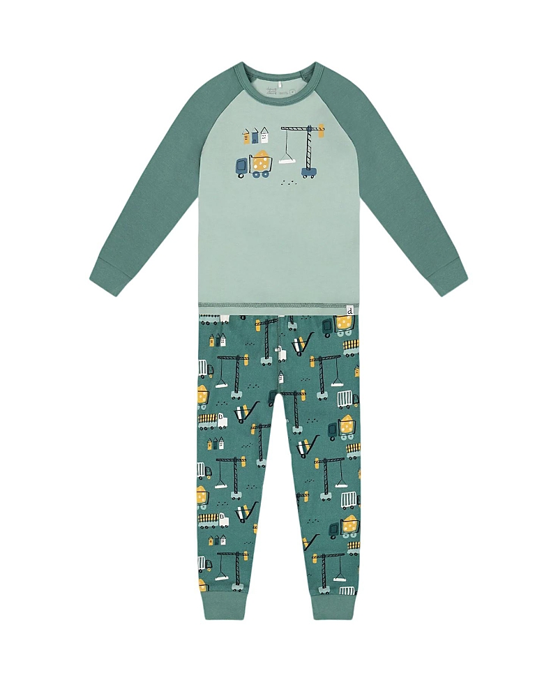 Deux Par Deux Boys' Two-piece Organic Cotton Pajama Set - Little Kid In Green