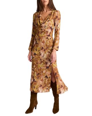 Piper Long Sleeve Cowl Neck Dress in Floral Crepe