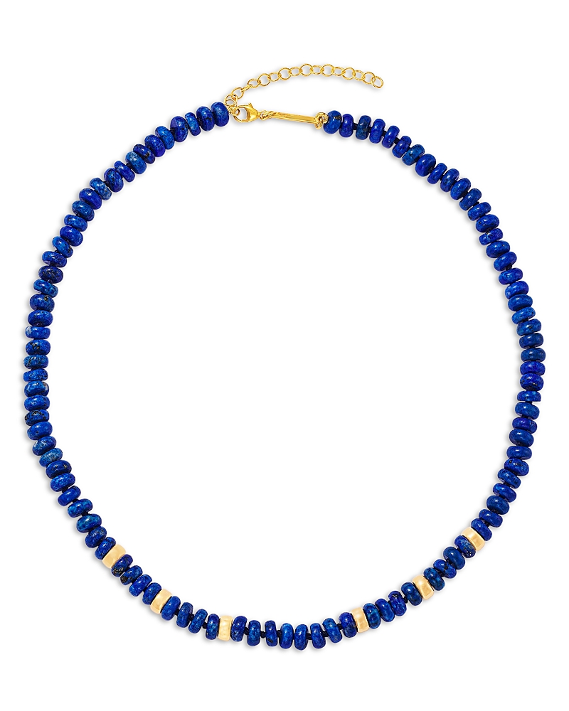 Zoe Chicco 14K Yellow Gold Lapis Rondelle Bead Collar Necklace, 16