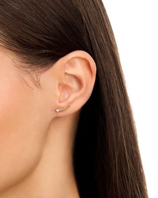 14K Yellow Gold Prong Diamonds Wisp Stud Earrings