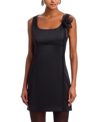 Satin Floral Appliqu&eacute; Dress