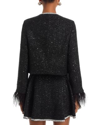 Rhinestone & Feather Tweed Jacket - Exclusive