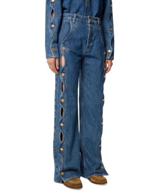 Peron High Rise Wide Leg Jeans in Blue Denim