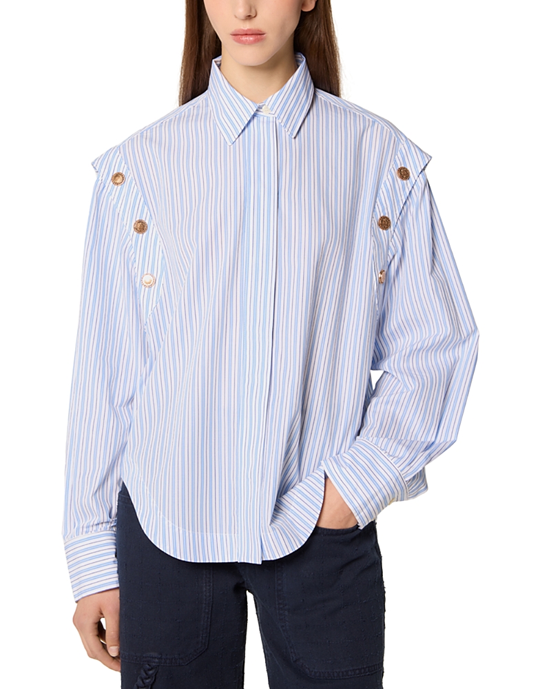 Tressé Tresse Striped Shirt With Snap Buttons In Blue
