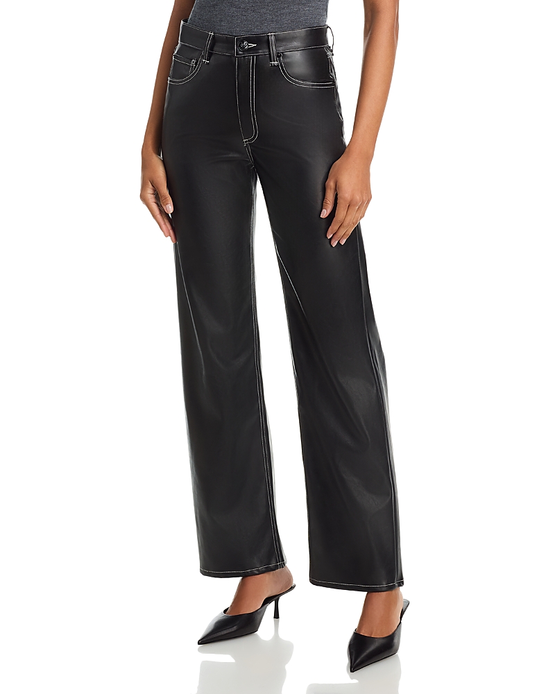 Rag & Bone Shea High Rise Faux Leather Straight Leg Jeans In Black