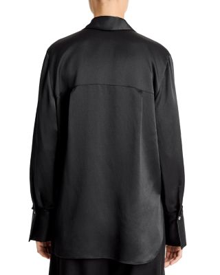 Lace Trim Satin Blouse