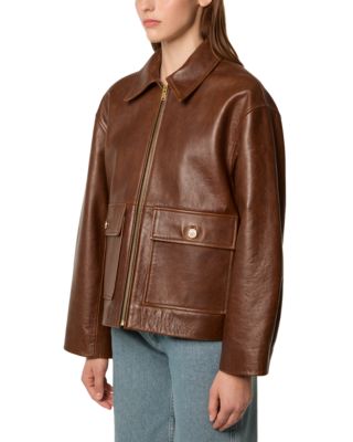 Leather Jacket with Storm Flap