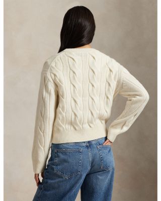 Cable Knit Wool Cashmere Cardigan Sweater