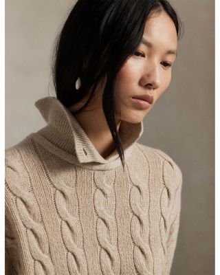 Cable Wool Cashmere Polo Collar Sweater