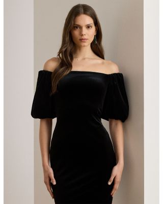Velvet Bubble Sleeve Cocktail Dress