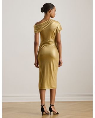 Metallic Off-the-Shoulder Cocktail Dress