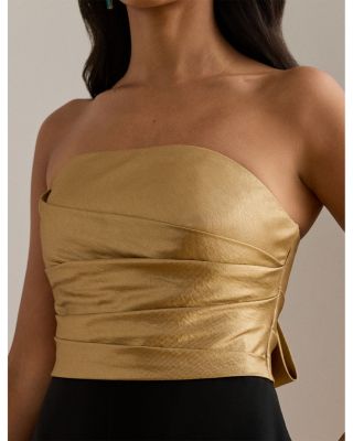 Bow Back Metallic Twill & Crepe Jumpsuit