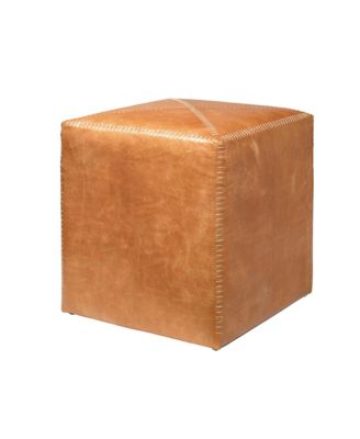Buff Leather Ottoman