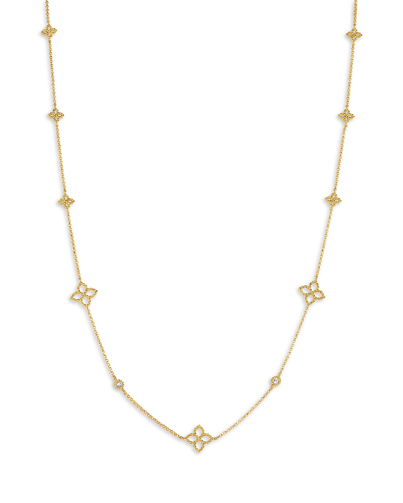 Roberto Coin 18k Yellow Gold Principessa Diamond Flower Chain Link Necklace, 16-18 In Gold