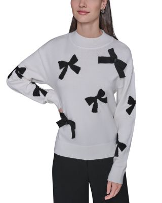 3D Bow Mock Neck Sweater