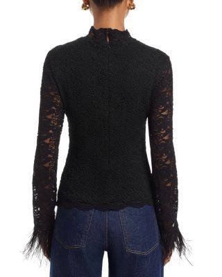 Feather Trim Lace Top - Exclusive