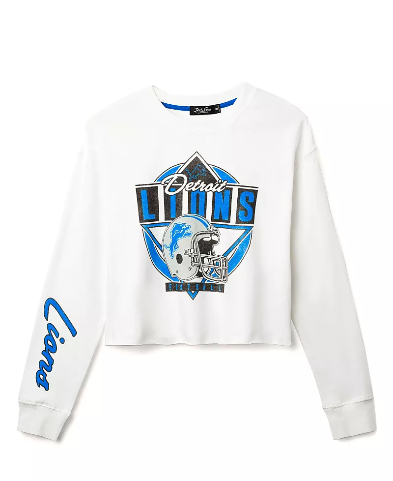 Junk Food Clothing Women's Nfl Detroit Lions Helmet Crop Fleece