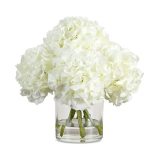 Nearly Natural Wedding Collection 14" Artificial Hydrangea Arrangement in Glass Vase