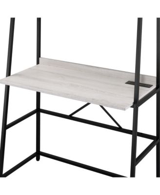 Goshen Steel Base 2-Shelf Writing Desk with USB Port and Power Outlet