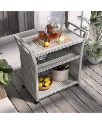Phelps Aluminum 3-Open Shelf Patio Serving Cart