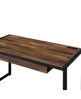 Rilla Steel Base 1-Drawer Writing Desk with USB Ports and Outlets
