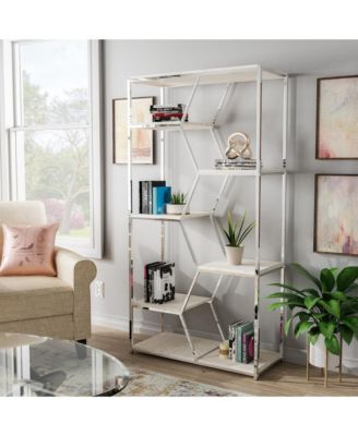 Geneva Steel Frame 7-Shelf Geometric Bookcase