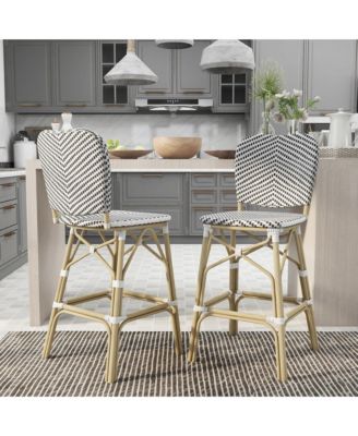 Colfer Aluminum and PE Wicker Patio Bar Chairs, Set of 2