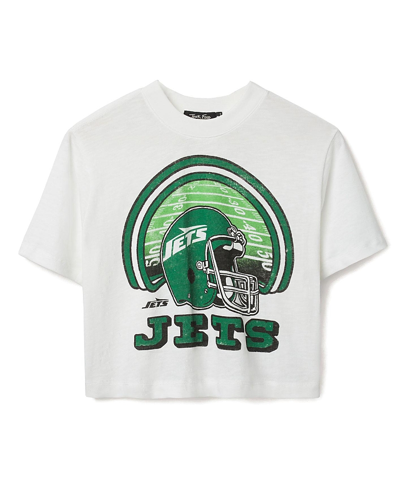 Junk Food Clothing Women's Nfl New York Jets Game Time Mock Neck Crop Tee In Green