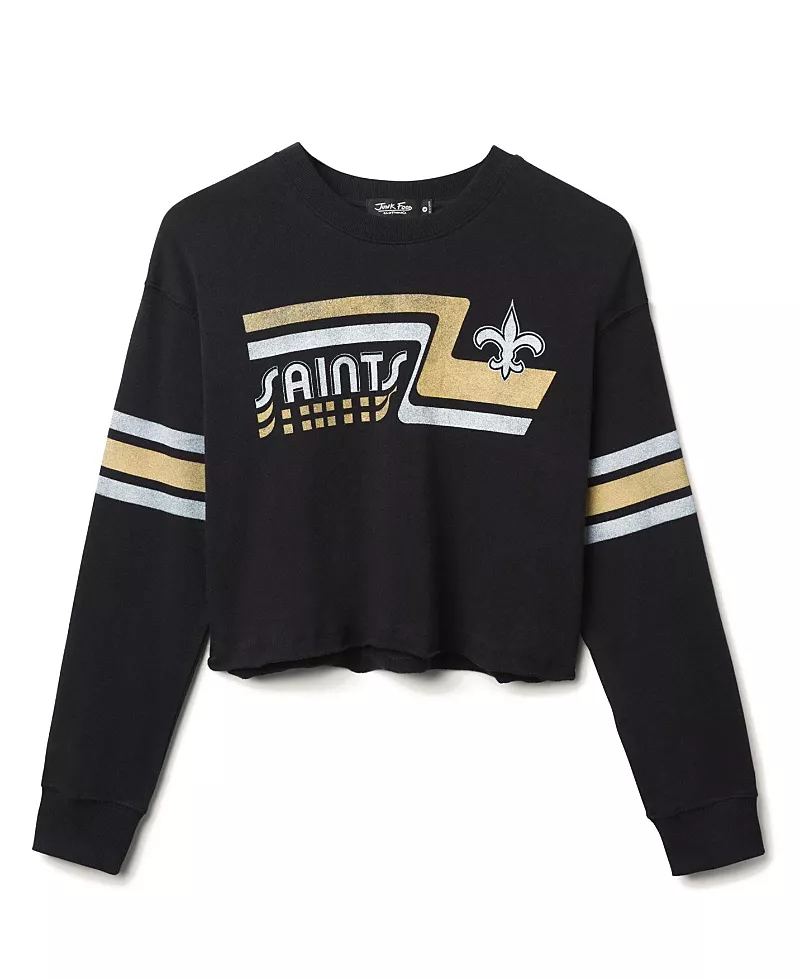 Junk Food Clothing Women's Nfl New Orleans Saints Retro Crop Fleece Sweatshirt