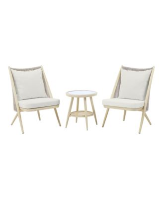 Wolcott Aluminum 1-Open Shelf Patio Table and Chairs, Set of 3