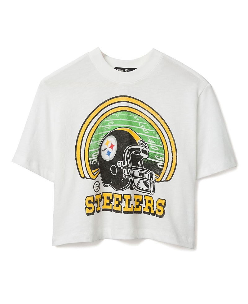 Junk Food Clothing Women's Nfl Pittsburgh Steelers Game Time Mock Neck Crop Tee