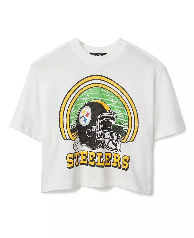 Junk Food Clothing Women's Nfl Pittsburgh Steelers Game Time Mock Neck Crop Tee