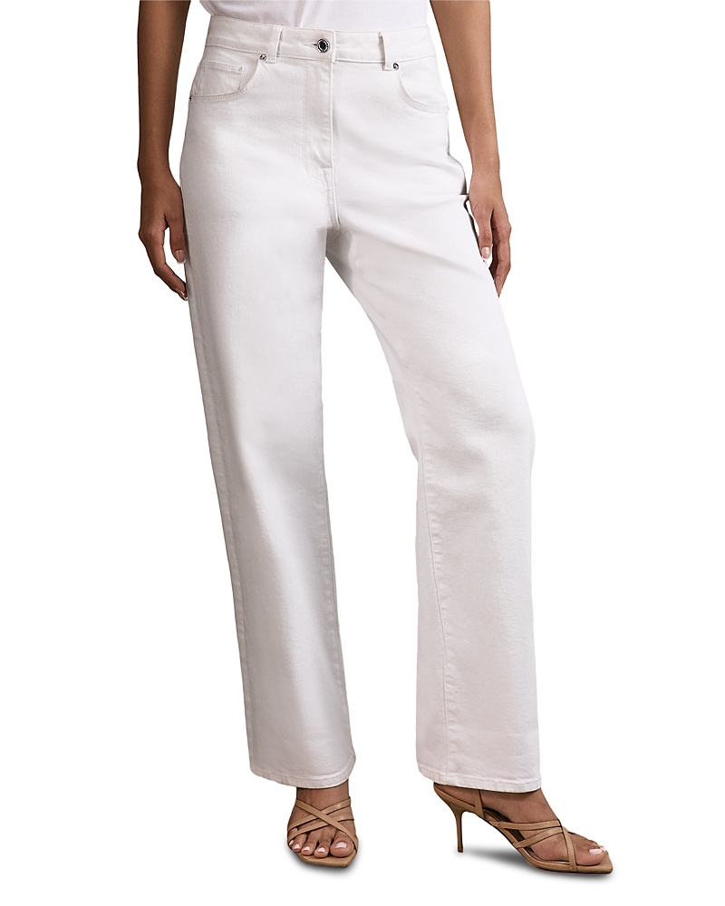Reiss Selin Mid Rise Straight Leg Jeans In White