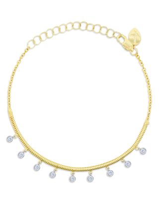 Diamond Dangle Snake Link Bracelet in 14K White & Yellow Gold