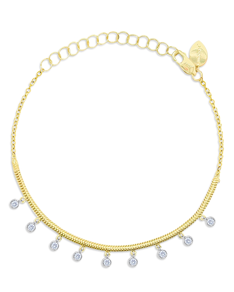 Meira T Diamond Dangle Snake Link Bracelet in 14K White & Yellow Gold