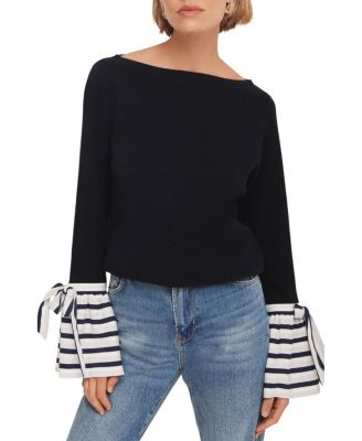  Women's Cotton Blend Striped Cuff Sweater